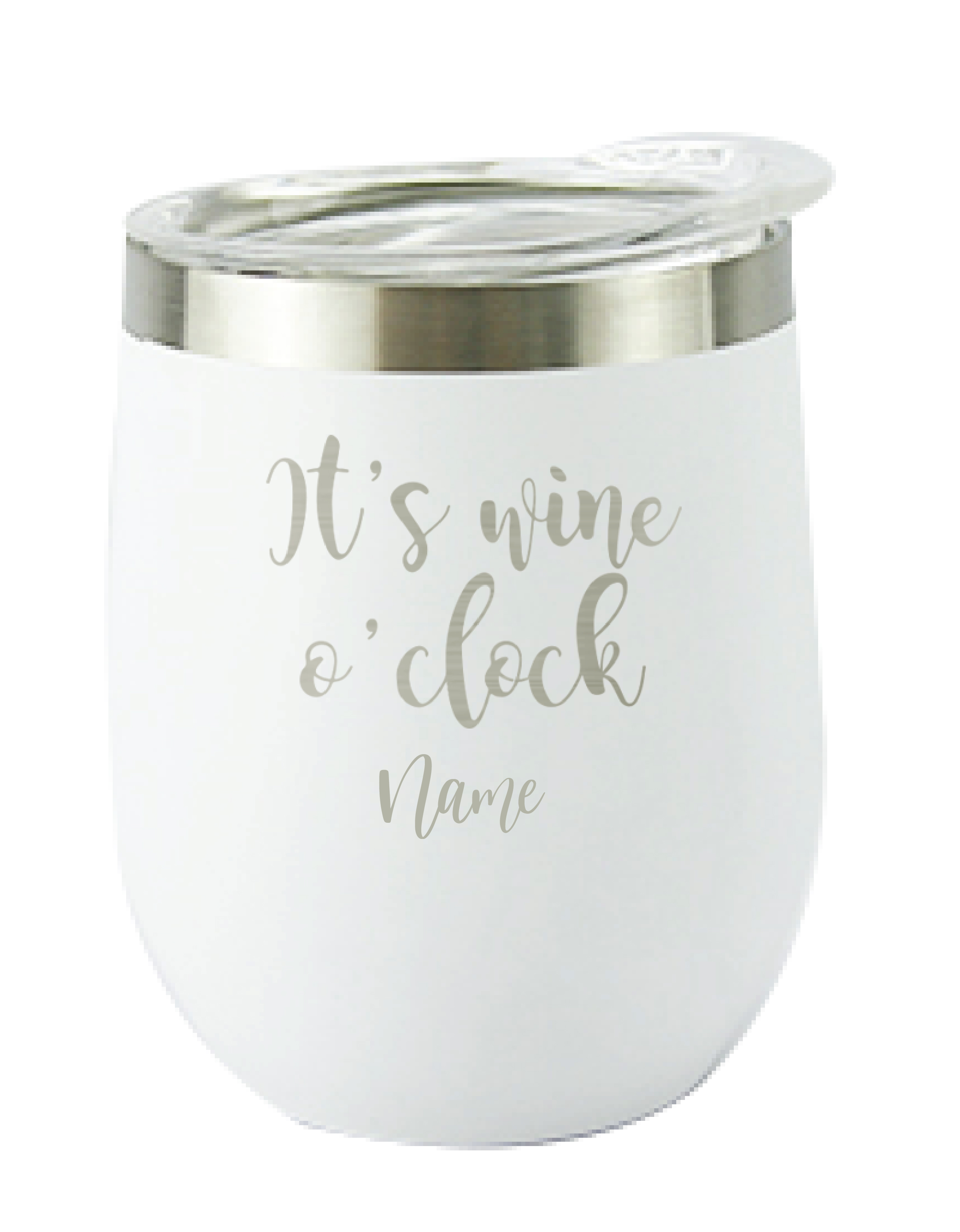 It's Wineó Clock White, Personalised Insulated, Stainless Steel Tumbler with Lid